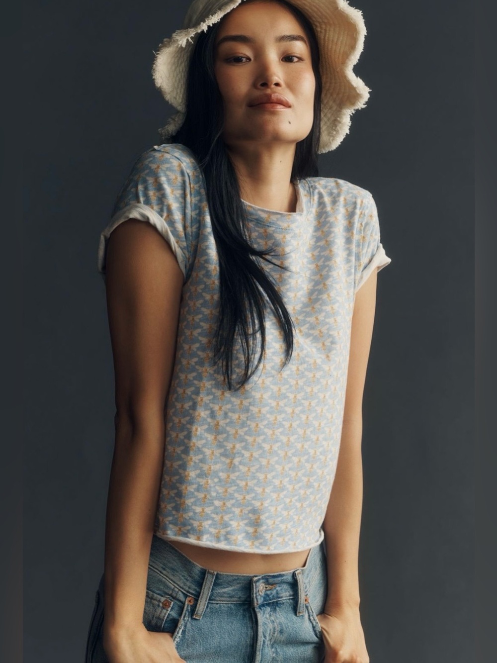 NWT Anthro Bee Print Caitlin Cotton Boxy Tee 🐝